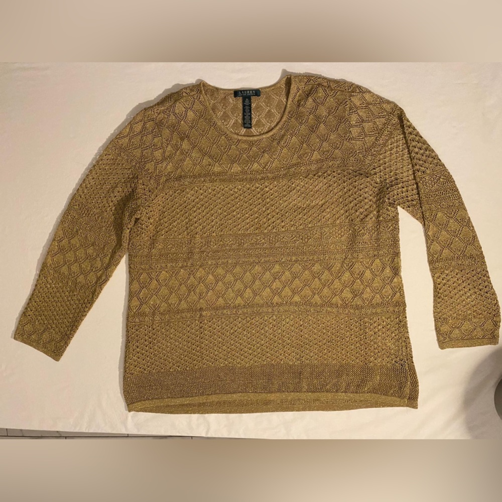Lauren Ralph Lauren Metallic Gold Knit Top